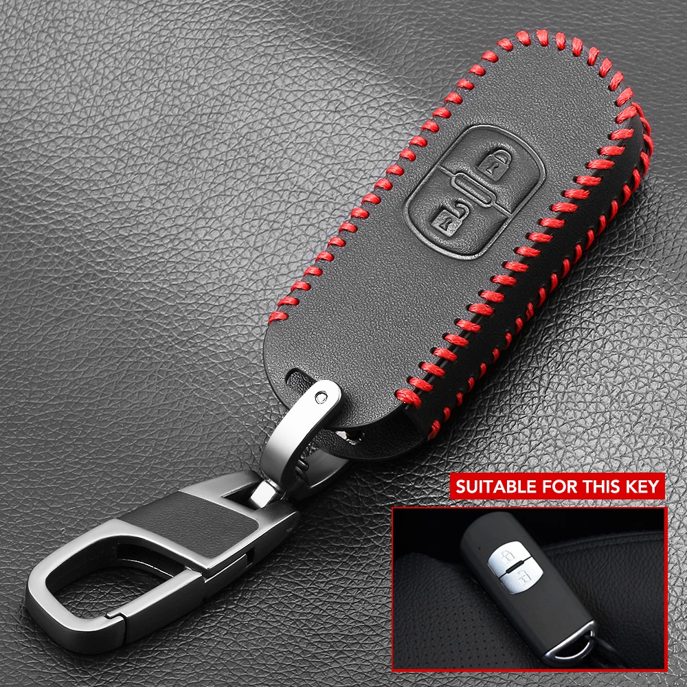 Кожаный чехол для автомобильных ключей защитный MAZDA 2 3 5 6 Чехол брелока