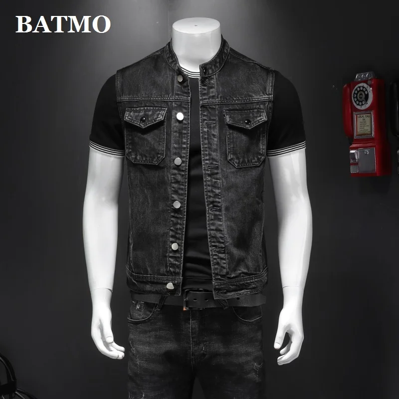 

BATMO 2021 new arrival spring&summer high quality denim vest jackets men,male vest,MJ8608
