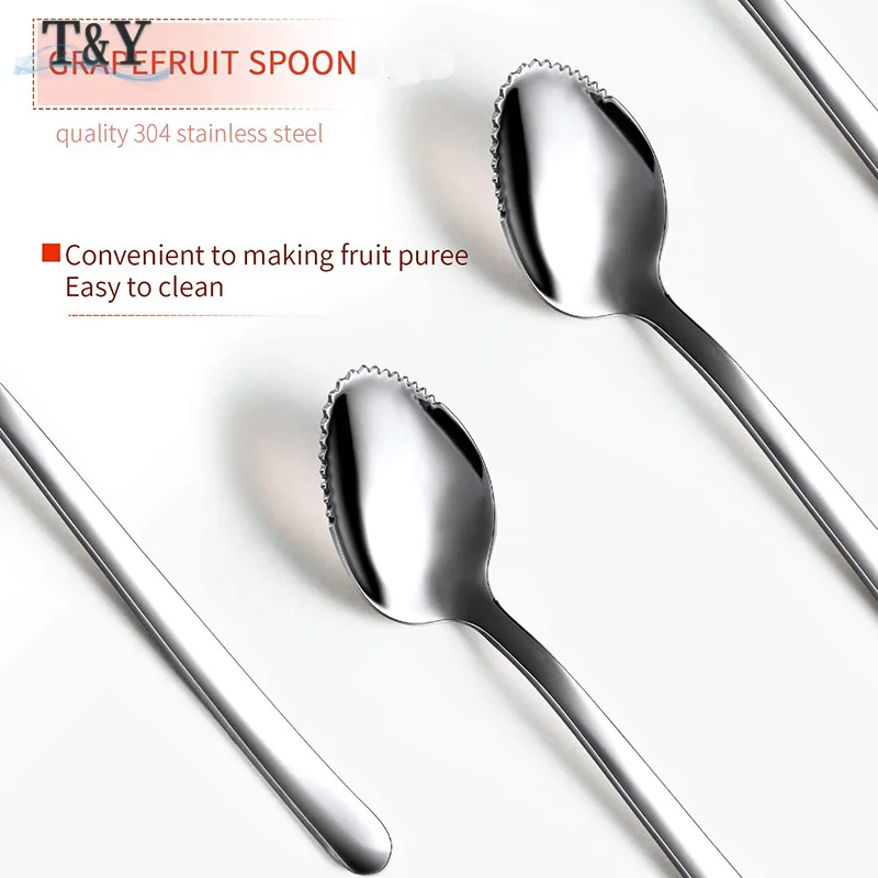 T &amp Y 1 шт. 6 7 дюймов ложки для грейпфрута Нержавеющая сталь половина зубчатых