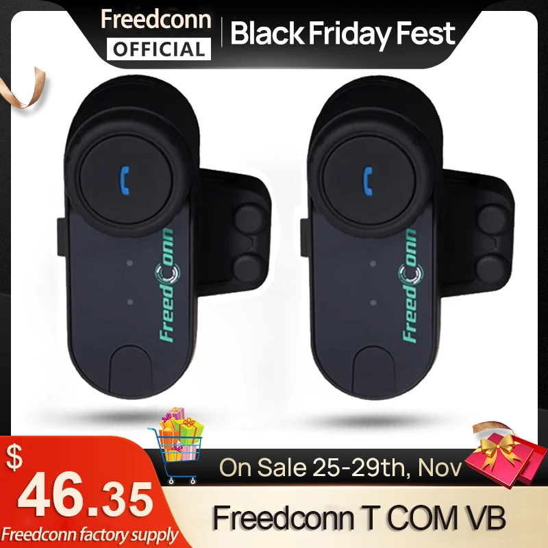Bluetooth-гарнитура FreedConn TCOM-VB для мотоцикла 800 м беспроводная с FM-радио | Автомобили и