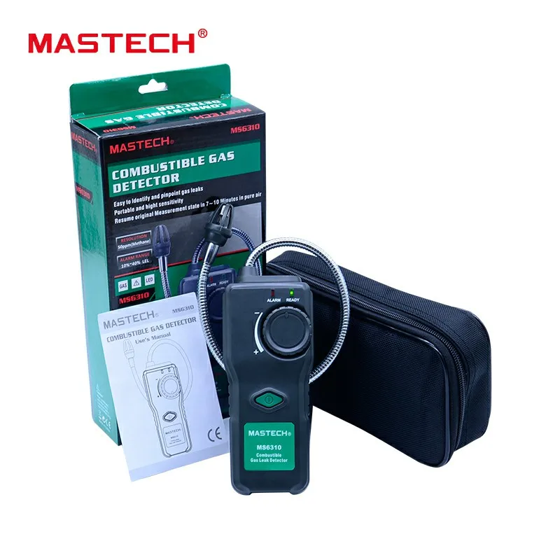 Детектор газа MASTECH MS6310 детектор утечки горючего газа метр тест для природного Бутана краски тоньше воспламеняющийся анализатор газа - Цвет: With color box