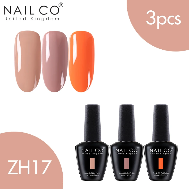 ZH17 NAILCO 3 шт. набор гель-лака UV Vernis Полупостоянный Праймер УФ-гель для ногтей Краска Декоративный Лак для ногтей Гибридный отмачиваемый Гель-лак - Цвет: ZH17