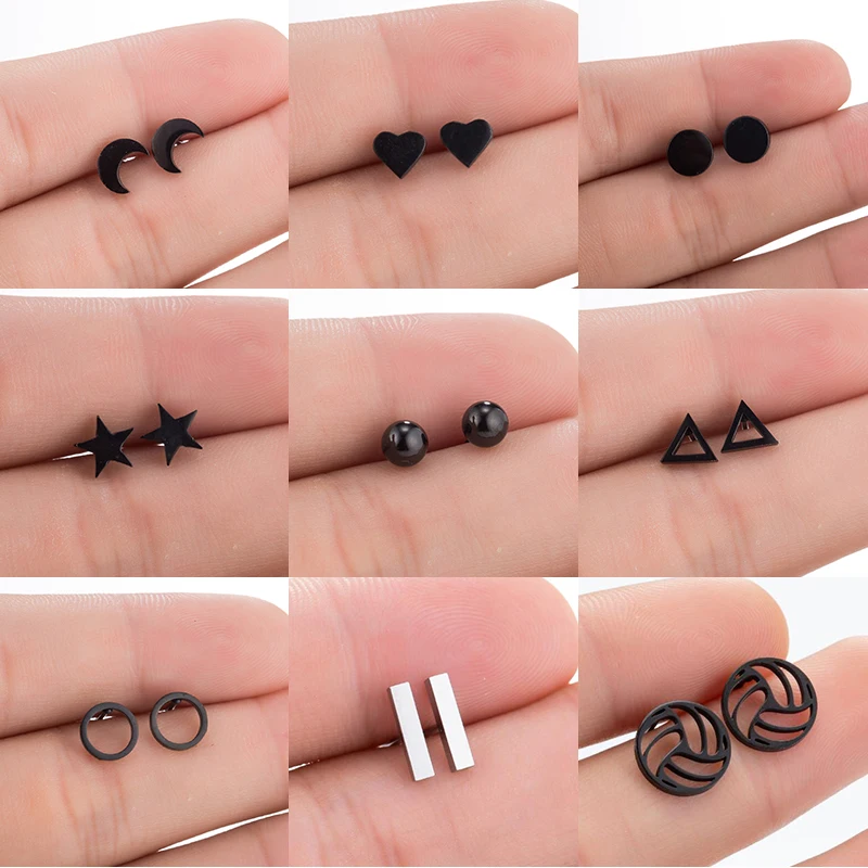 

Stainless Steel Star Heart Round Earrings For Women Jewelry Bijoux Brincos Pendientes Mujer Fashion Stud Earrings