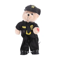 cross border new style electric plush toys will dancing singing police bear teddy bear uniform bear doll