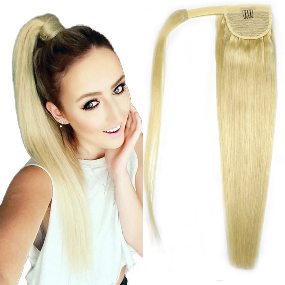 ZZHAIR 120 г 1"-28" машинное производство, волосы remy, волшебное обертывание вокруг конского хвоста, человеческие волосы для наращивания, конский хвост