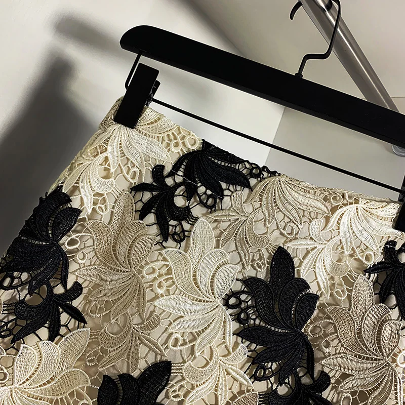 Юбка-карандаш Женская сетчатая с высокой талией и цветочной вышивкой | одежда