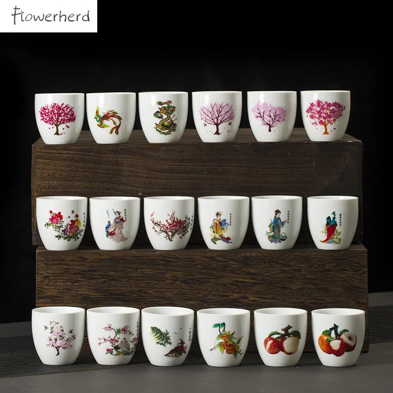 

Thermochromic Ceramic Tea Cup Porcelain Teacup Kung Fu Tea Set Cup Teaware Hot and Cold Double Sense Color-changing Tea Cups