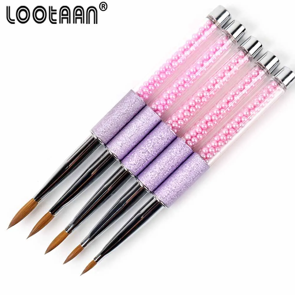 Lootaan1PC акриловая кисть для ногтей 10# овальная кусторезная кисть для дизайна ногтей колинская фиолетовая жемчужина для рисования ногтей