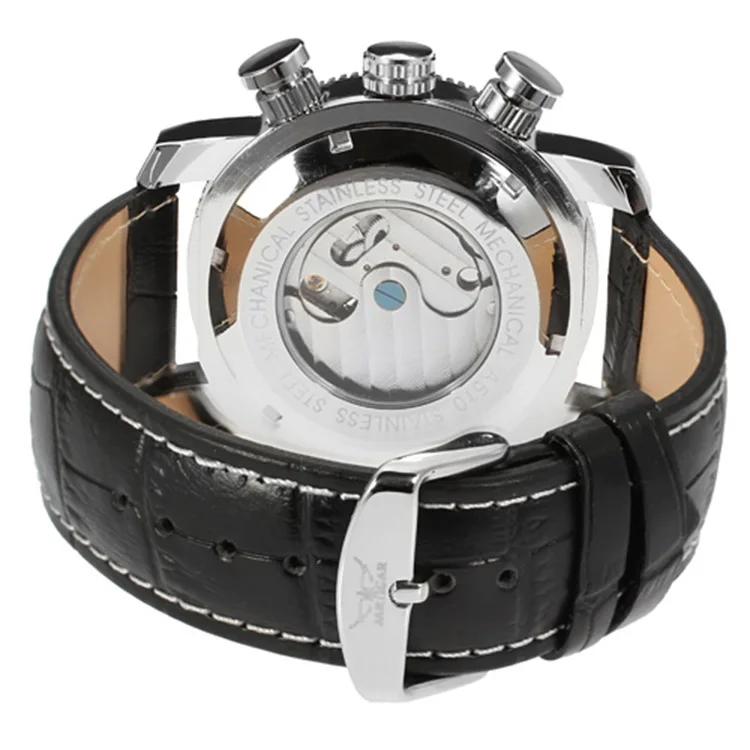 

JARAGAR New men's mechanical watch fashion hollowed innovative design leather strap mechanical watch
