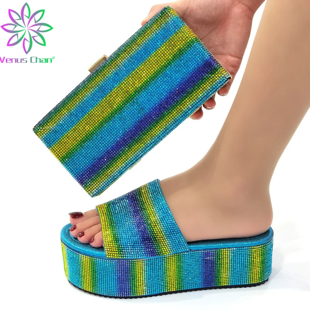 

Dew Arrival African Women Matching Italian Shoes and Bag Set Decorated with Rhinestone Italian Ladies Shoe and Bag Set for Party