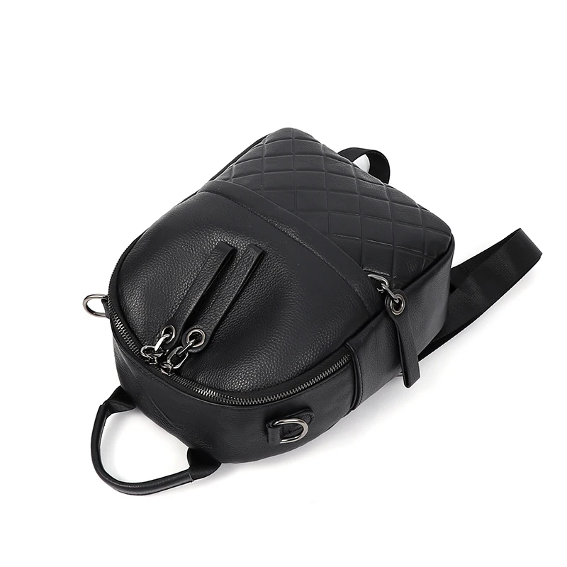 

100% Genuine Leather Vintage Women Backpack Elegant Black Day Pack Daily Holiday Knapsack Casual Travel Bags Girl's Schoolbag