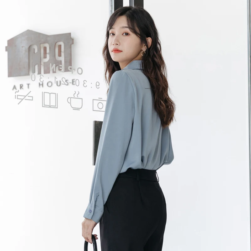 

Pullover shirt design temperament chiffon long-sleeved blouse 2021 spring and autumn new fashion women's clothing