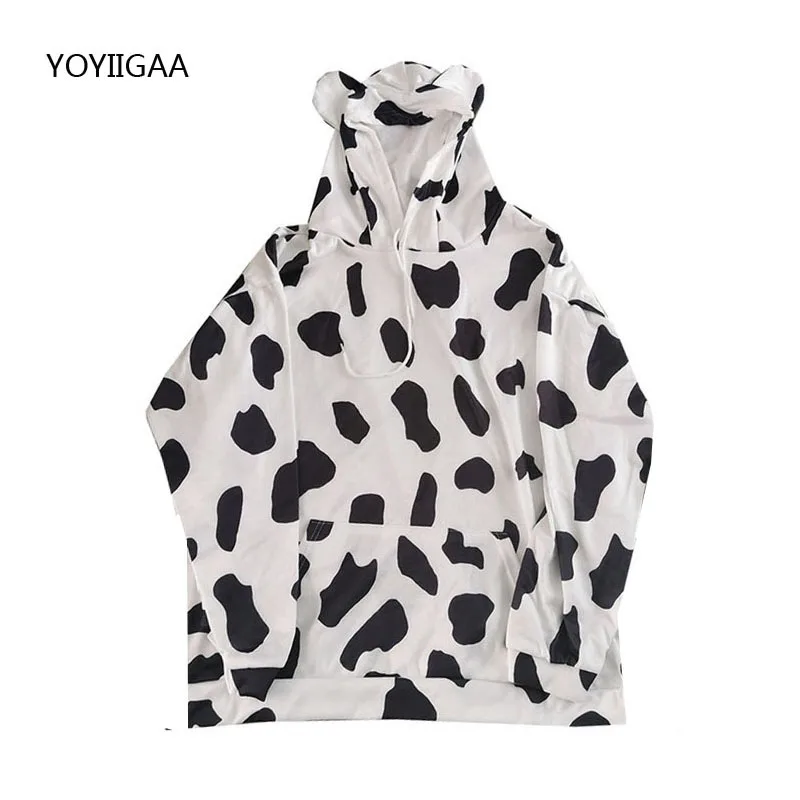 Cow Printed Women Hoodies 2 Piece Sets Autumn Winter Female Hoodie Tracksuits Thicken Warm Ladies Girls Hoodie Sweatshirt Suits