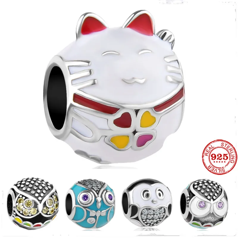 Новые серебряные бусины с бриллиантами сова счастливая кошка мальчишник Орел