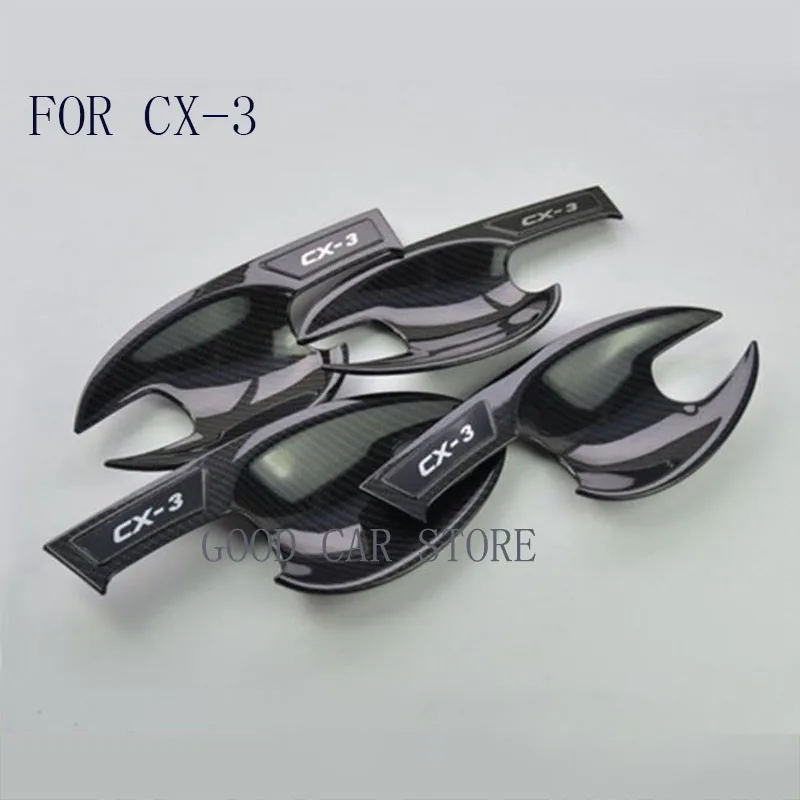 

FIT FOR Mazda CX-3 CX 3 2015-2018 ABS Chrome carbon fiber outside door handle Door bowl decorative cover Trim car accessories