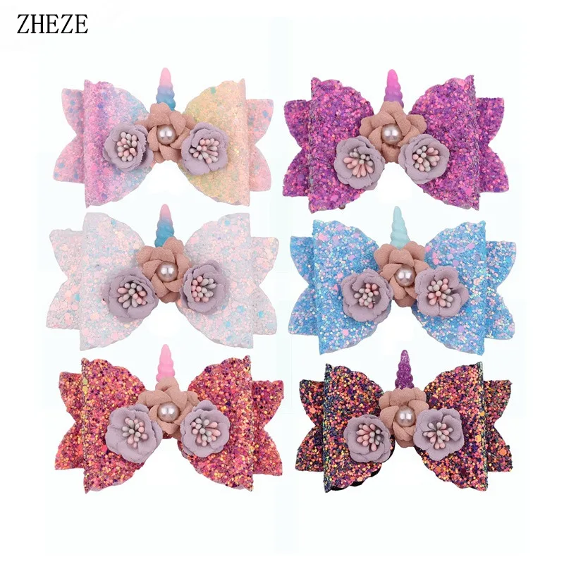 Заколки для волос 12 шт./лот девочек детские блестящие заколки жемчужины цветы