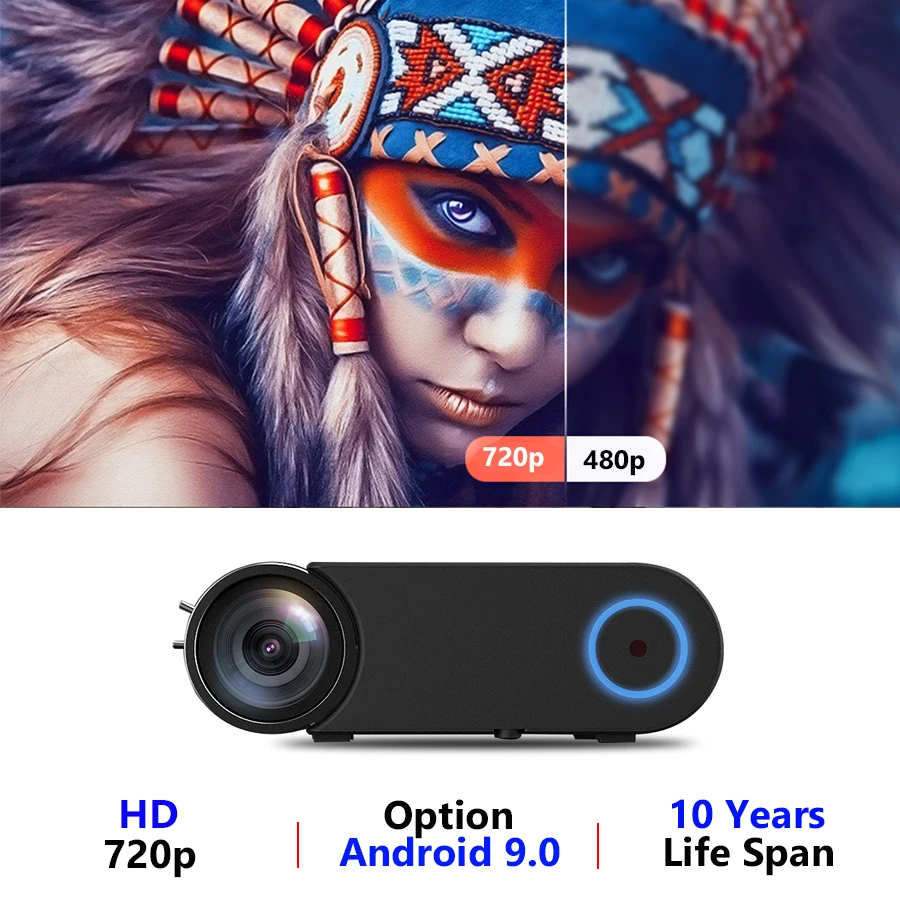 VIVICINE 720p HD светодиодный проектор, опция Android 9,0 портативный HDMI USB 1080p домашний кинотеатр Proyector Bluetooth wifi мини светодиодный проектор
