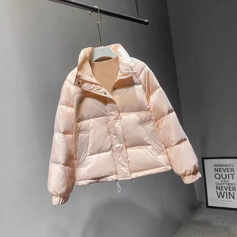 

2022 Spring Winter New Women Jacket Parkas Female Stand Collar Solid White Down Coat Ladies Loose Oversize Short Parkas Q139
