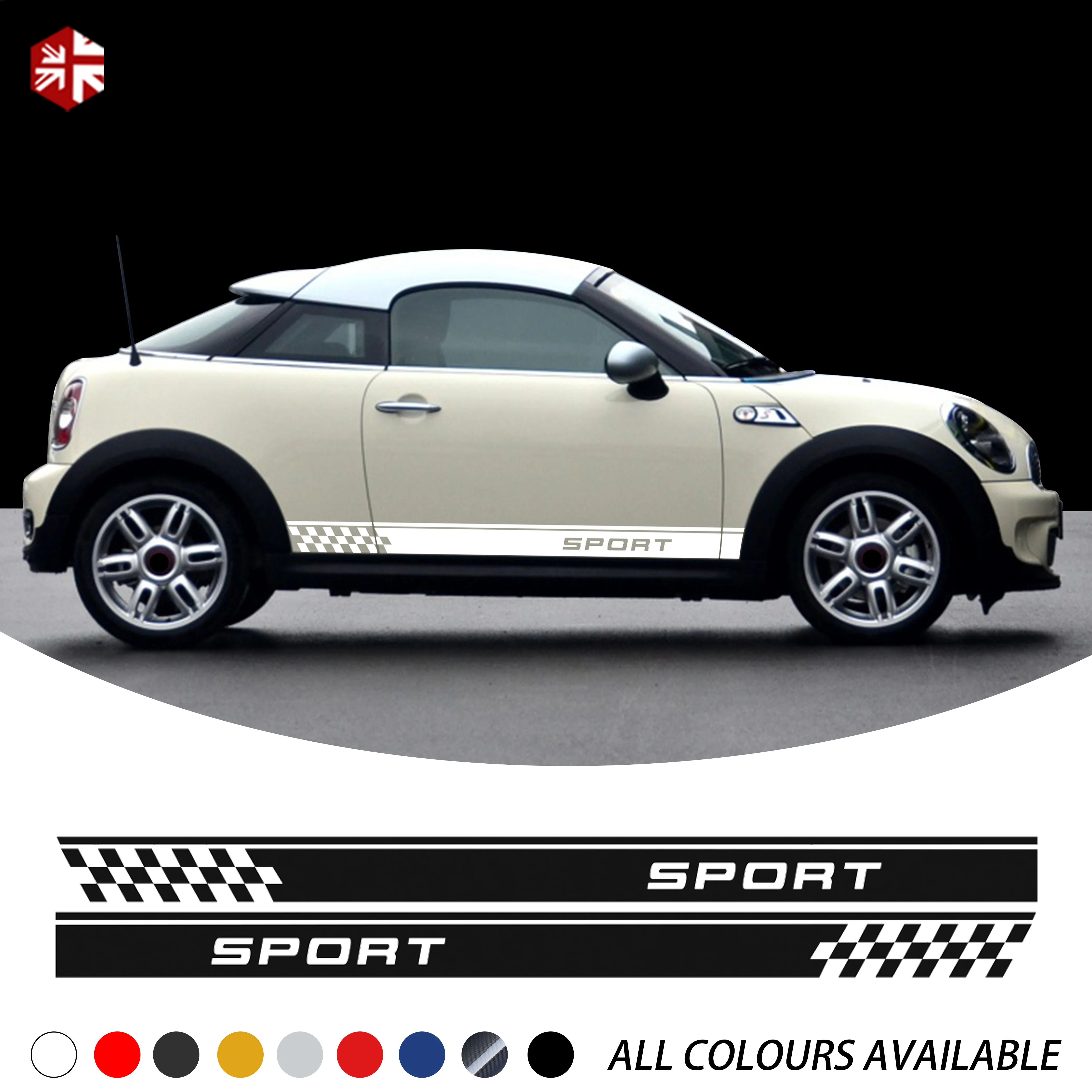 2 шт. гонок спорт Клетчатый Стиль дверь автомобиля боковые полосы стикер наклейка