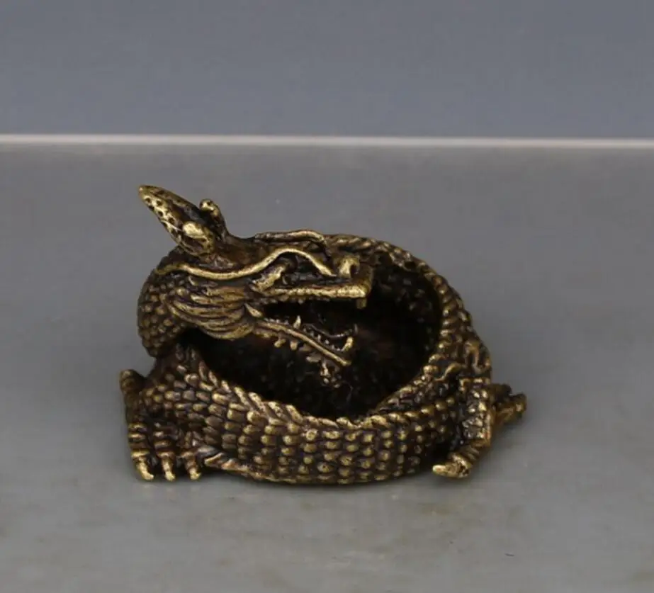 Медная статуя чистая медь античная бронза резьба Panlong маленькая курильница