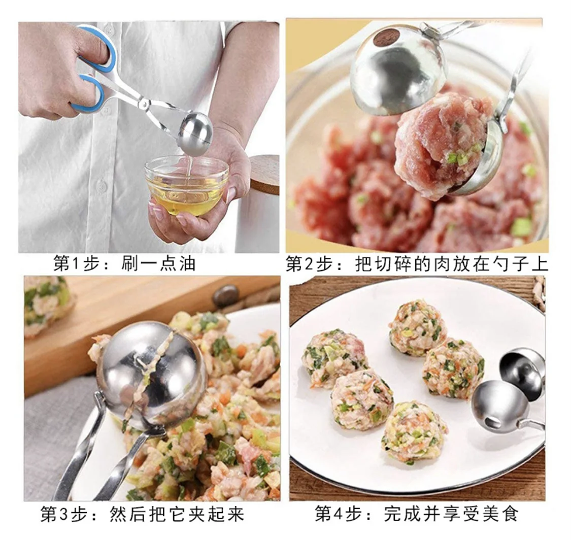 

304 Stainless Steel Maker Food Clip Stuffing Meat Balls Egg Ball Machine Kitchen ToolsMeat Ball Mold Tools 2020