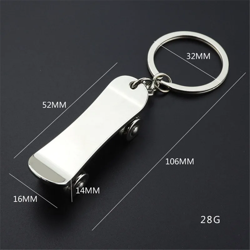 

Stainless Steel Skateboard Key Chains Holder Metal Scooter Keyring Car Bag Pendant Advertising Promotional Gifts Trendy Jewelry