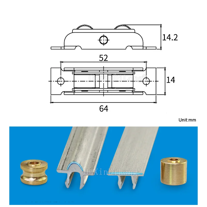 4 шт. пластиковые стальные двери окна бесшумные Медные Плоские колеса раздвижные