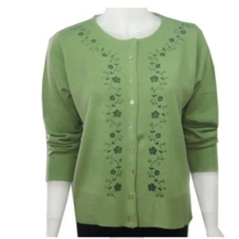 Women's Embroidery Tops Sweater Fashion All-Match Mother Clothing Cardigan Women Plus Large Size Shirt XXXL 4XL |