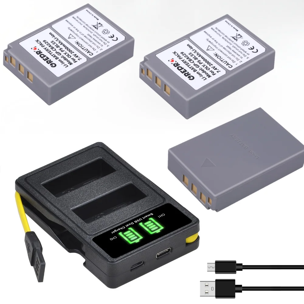 

BLS-5 BLS-50 BLS5 BLS50 Battery + USB Charger with Type-C for Olympus PEN E-PL5 OMD-EM10 E-PL3 E-PL6 E-PL7 E-PM2 E-M10 Stylus1