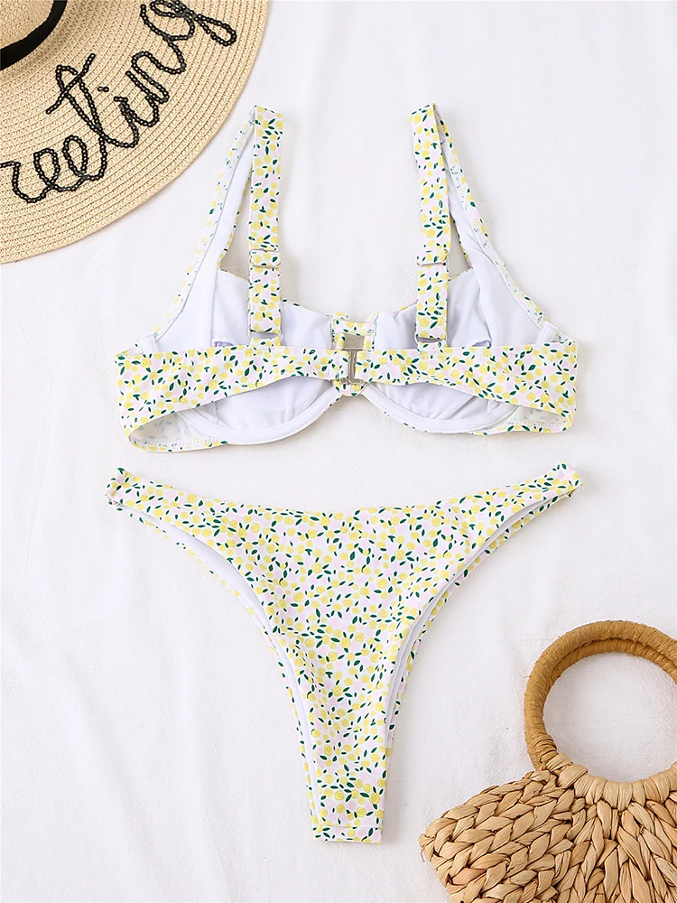 

Print Underwire Sexy Bikinis Push Up Bikini 2021 Hot Sale Padded Bra Low Waist Swimsuit Female Swimwear Women Biquini