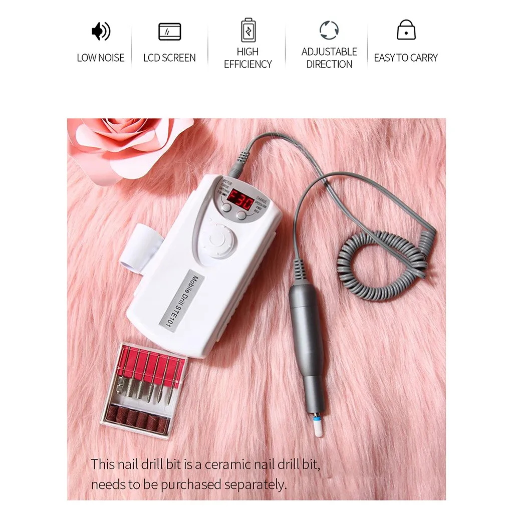 Электрическое сверло для ногтей маникюр Портативный Перезаряжаемые