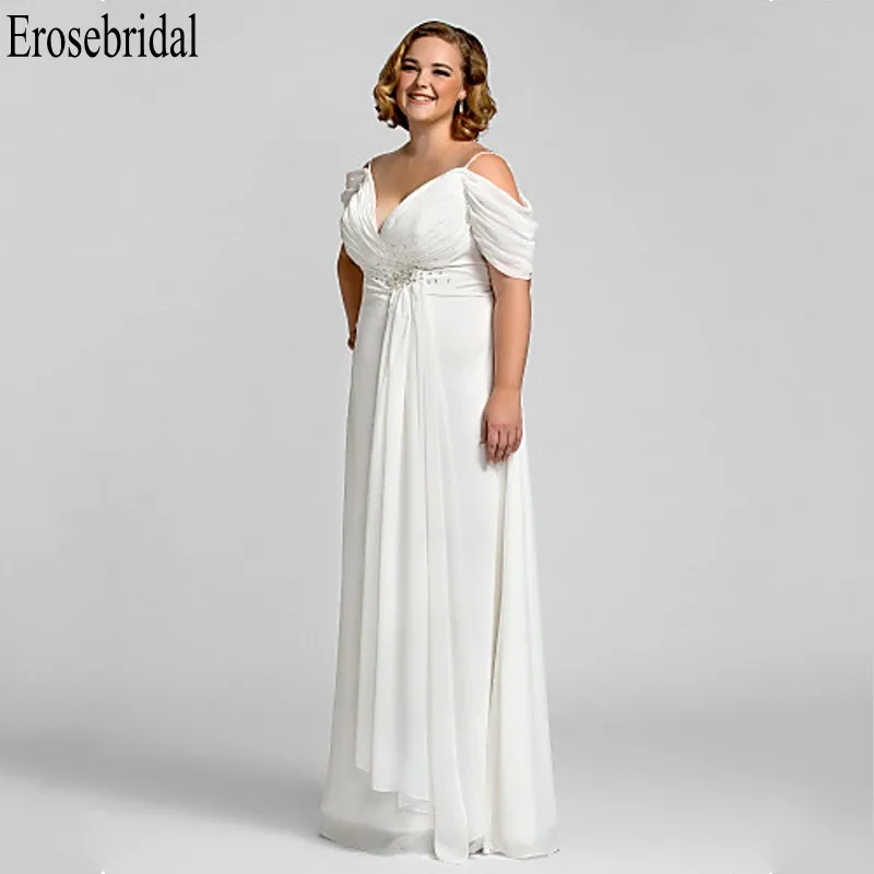 Женское длинное вечернее платье Erosebridal белое Элегантное Длинное размера плюс
