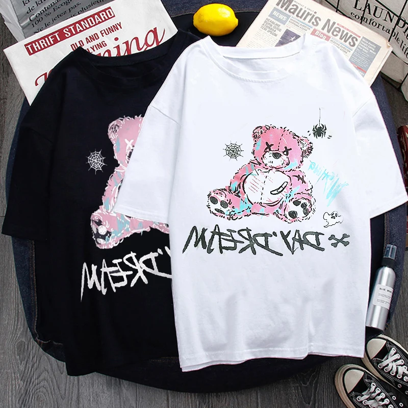 

2021 Printed Shirt Streetwear Loose Summer T Shirt Women Harajuku Punk Short Sleeves T-shirts Top Tee Hip Hop Loose Tshirt Girls