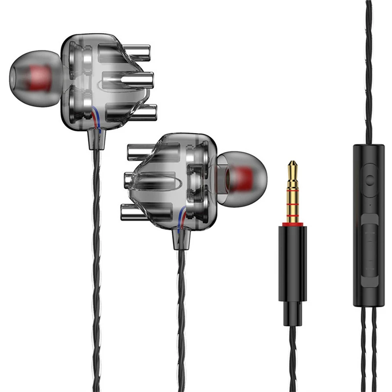VAORLO прозрачные четырехъядерные проводные наушники 3 5 мм с микрофоном для iPhone Samsung