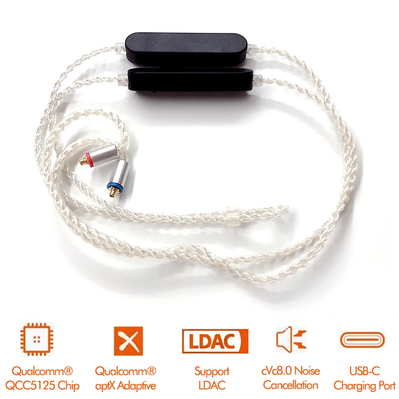 

MMCX DIY Беспроводной Bluetooth 5,1 Qualcomm QCC5125 Чип поддержка LDAC APTX адаптивный спортивный кабель для наушников двухъядерный DSP аудио