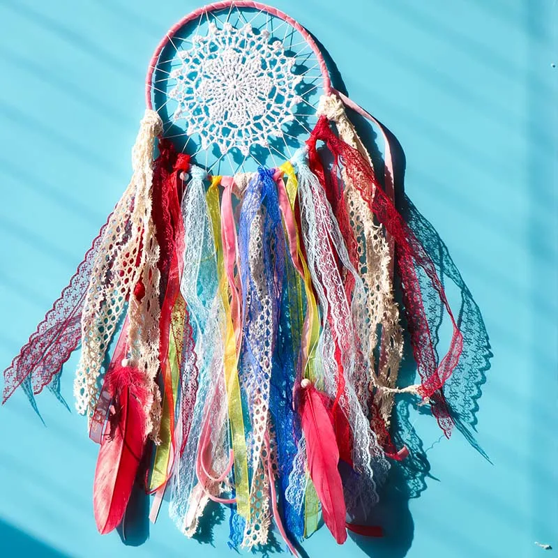 Красочные Ловец снов ручной работы сеть с кисточкой Скандинавское украшение для