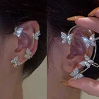 Посеребренные металлические алмазные зажимы для ушей бабочки без пирсинга для женщин, сверкающие циркониевые клипсы для ушей, ювелирные изделия 2022