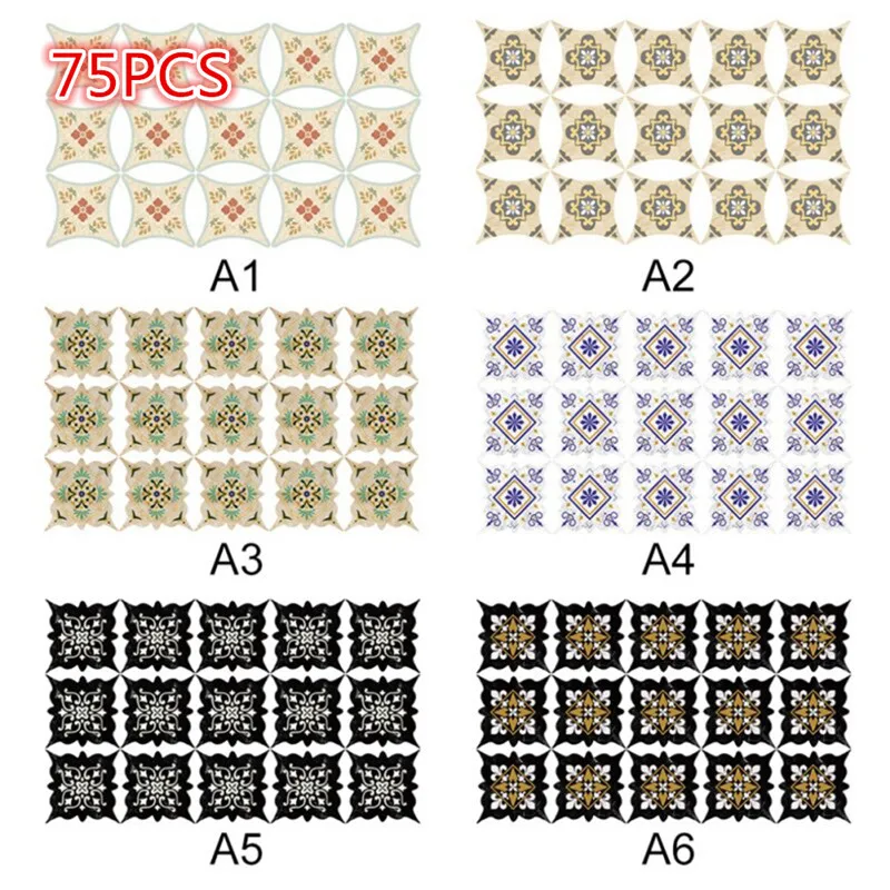 1 Набор (75 шт.) самоклеящиеся декоративные наклейки для плитки напольные