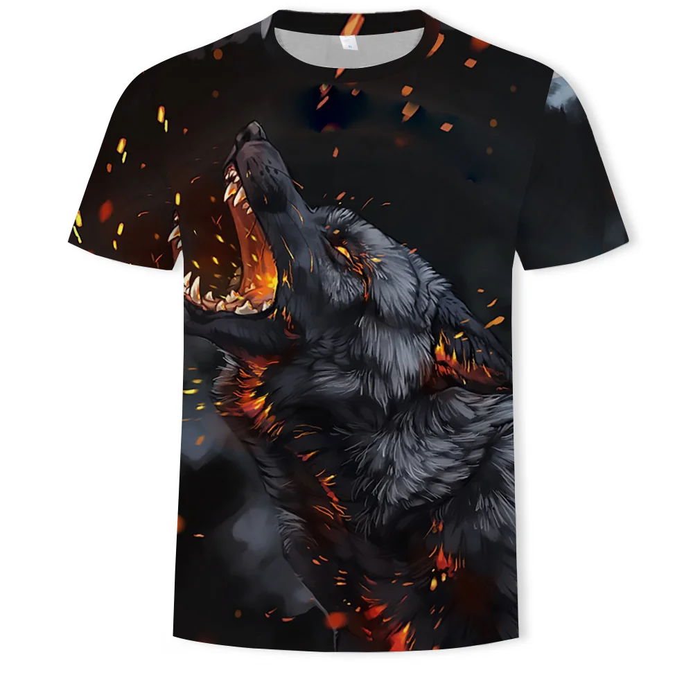 

3D printing fashion T-shirt men's wolf hip-hop street clothing loose and comfortable fabric O-neck various fox and wolf men'