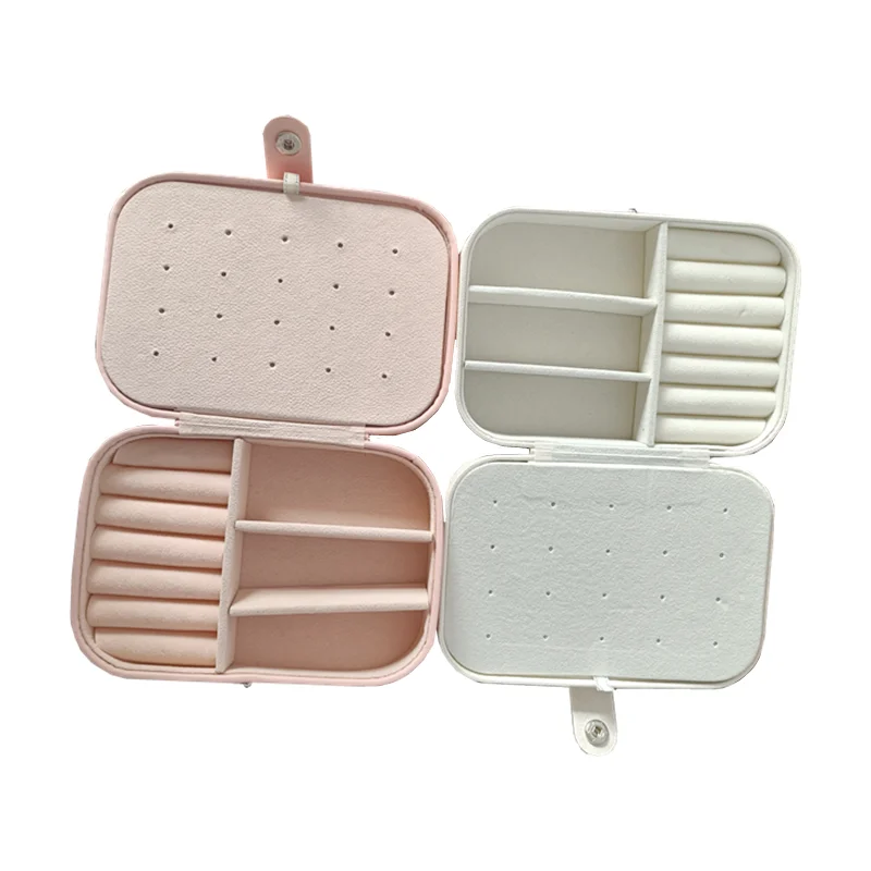 

Small Size Portable Ear Stud Jewelry Storage Box Hand Leather Jewelry Holder Box