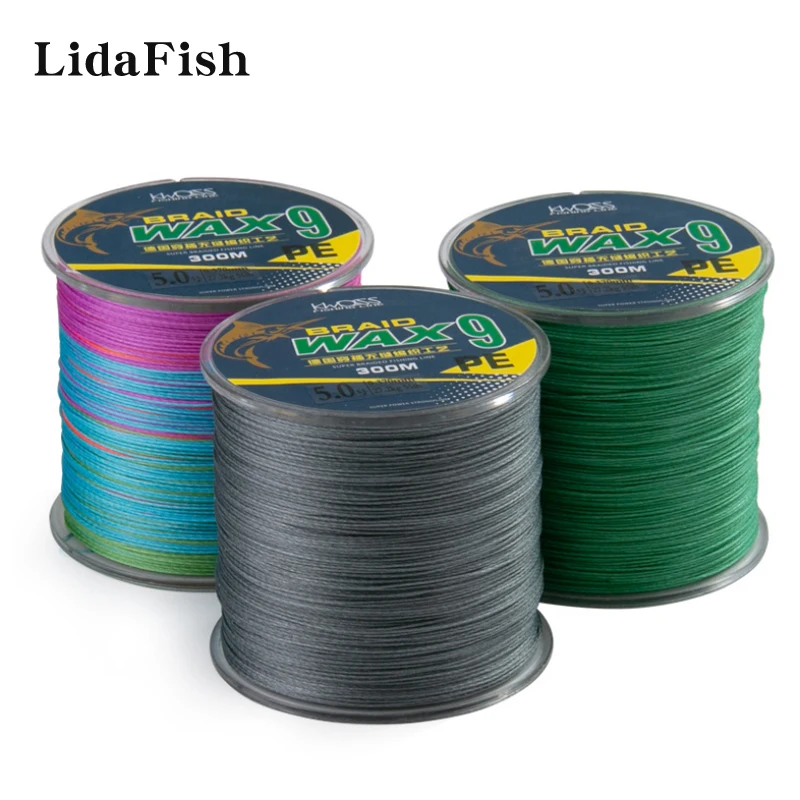 

LIDAFISH 300M 12.5LB-101LB Multifilament Fishing Line High Quality Japanese 9-strand Braided Line 4 Colors Available