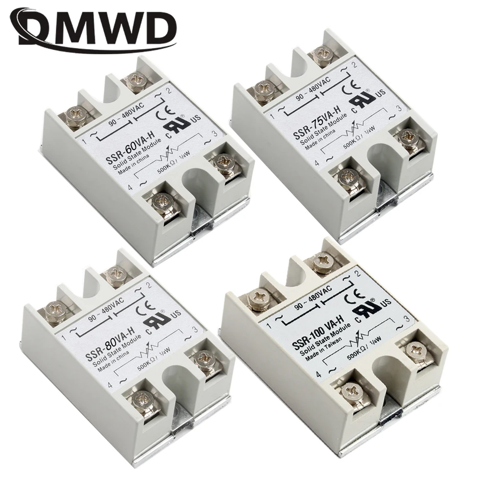 1 шт. твердотельные реле SSR-60VA-H SSR-75VA-H SSR-80VA-H SSR-100VA-H 500K ohm 4 Вт до 90-480 сети переменного