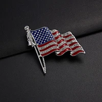 1pc mixed color enamel american national flag shining rhinestone hat bag clothes collar pin brooch charm jewelry gift