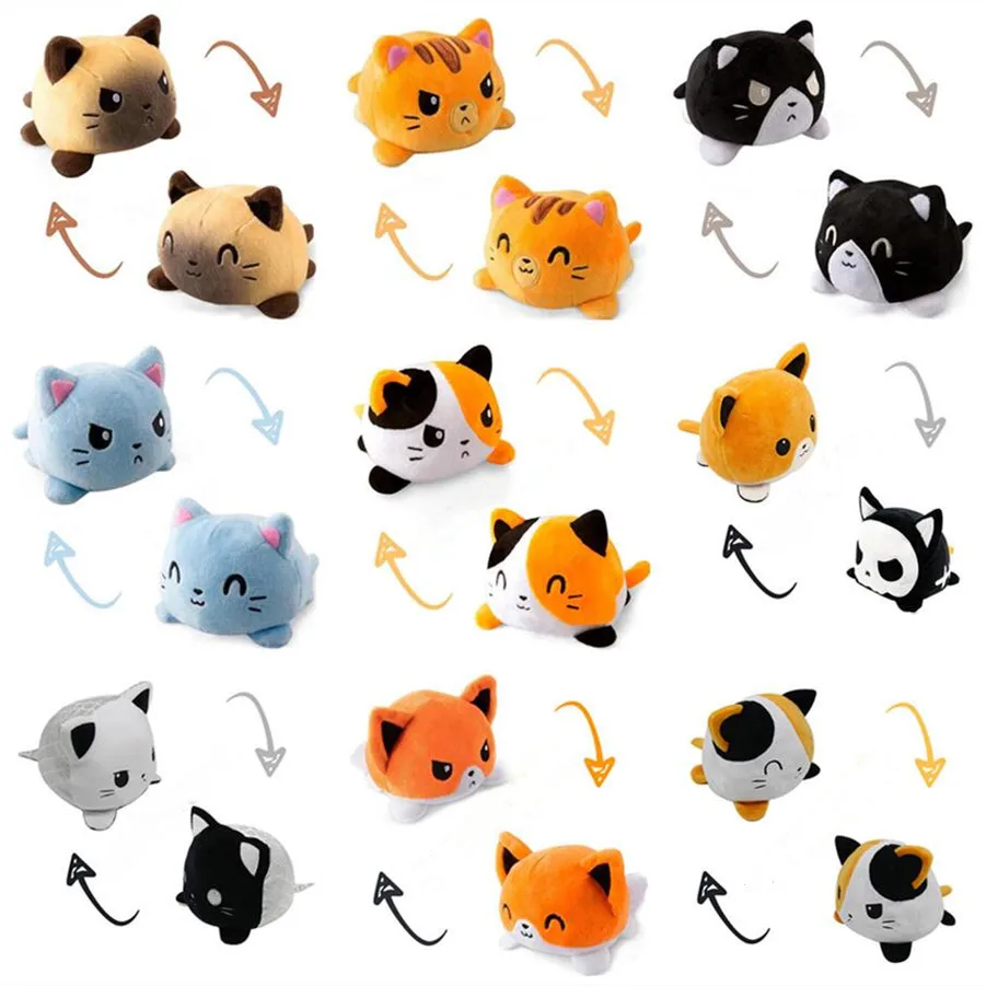 

Double-Sided Flip Cat Dog Gato Kids Soft Gift Plushie Plush Animals Double-Sided Flip Doll Toys Peluches For Pulpos Toys Girl