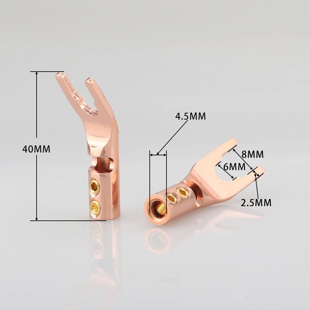 Внешний звуковой кабель красная медная Банановая головка U-образная аудиовилка