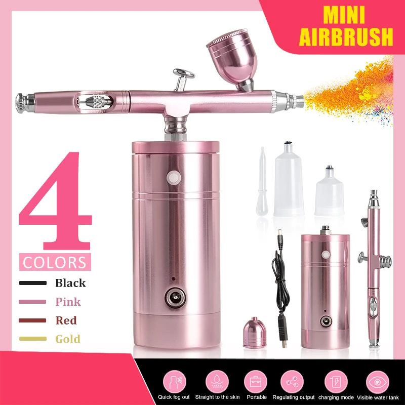 Портативный мини аэрограф Перезаряжаемые влаги впрыска розовый Краски пистолет