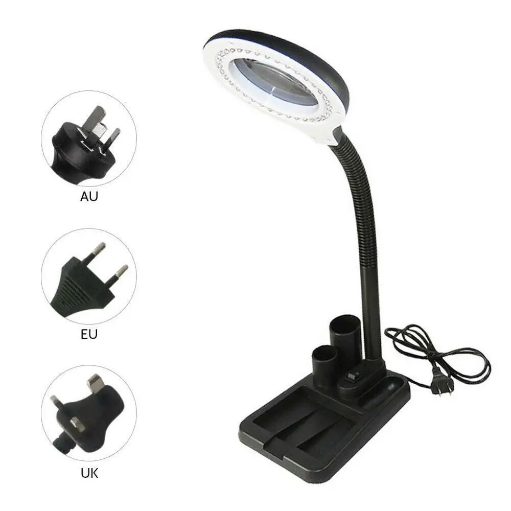 

Flexible 5X /10 EU US Plug 40 LED Lights Magnifying Lamp Reading/Rework/Soldering Magnifier Glass Loupe Table Lamp Illumina N5L8