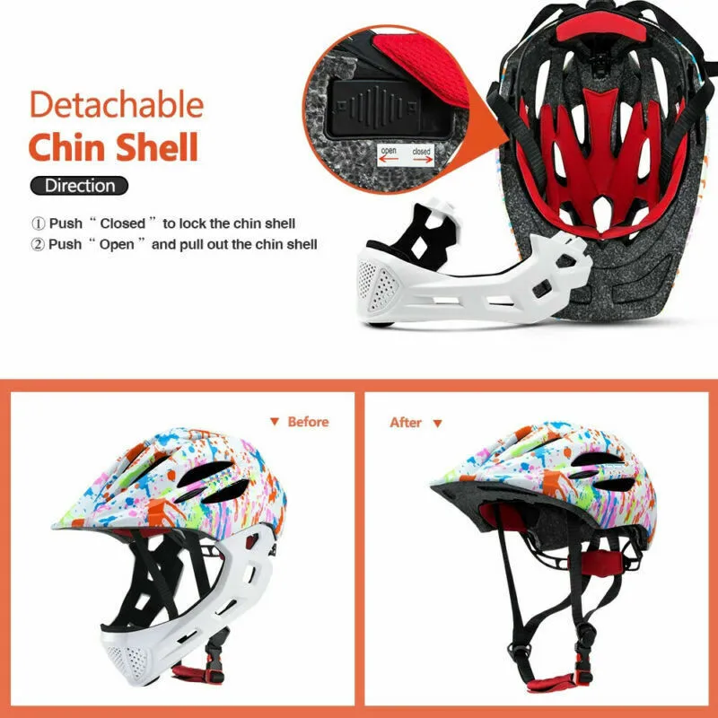 

Children Cycling Helmet with Taillight Full Face Detachable Kids Helmet MTB Downhill Bike Helmet Sports Safety Capacete Ciclismo
