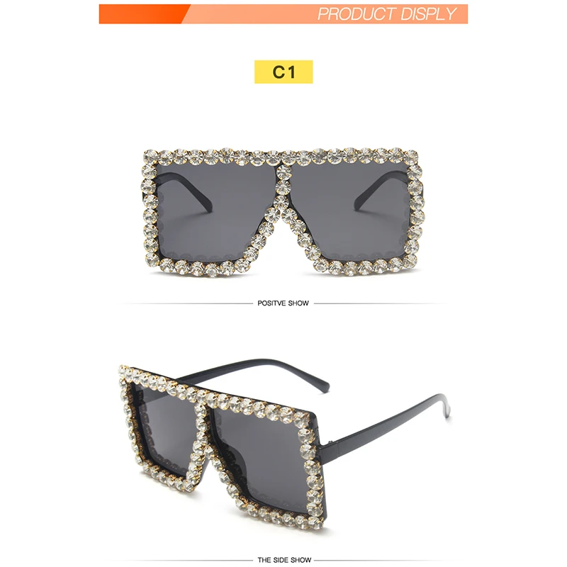 

Big Frame Trendy Sunglasses, Colorful Dot Diamond Personality Frame Sunglasses, Female Fashion Retro Ladies Glasses