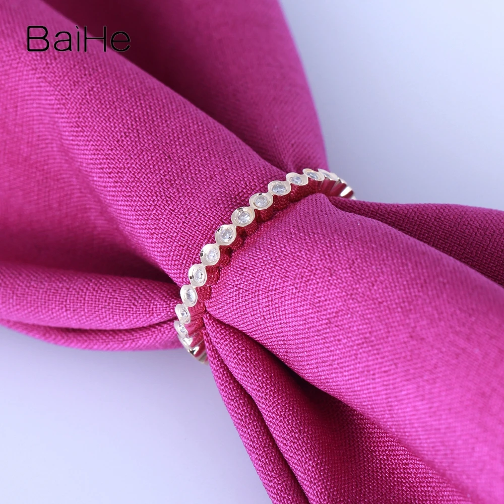 BAIHE Solid 14K белое золото 0.2CT H/SI круглые натуральные бриллианты подарок на свадьбу